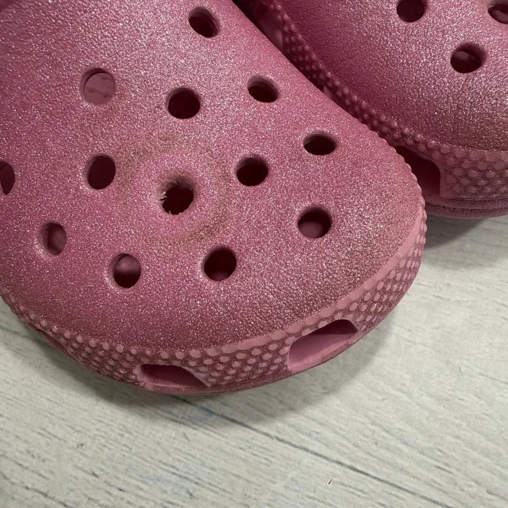 Crocs‎ classic clogs pink glitter slip on shoes child size 9